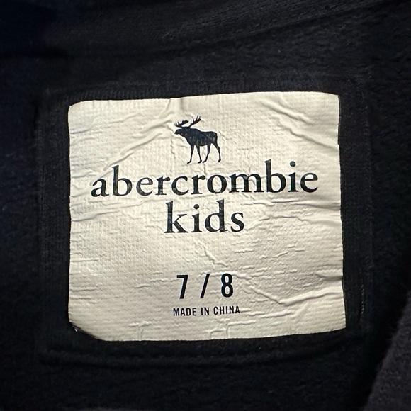 Abercrombie & Fitch Kids Navy Hoodie with Moose Logo Youth 7/8 - Picture 4 of 5